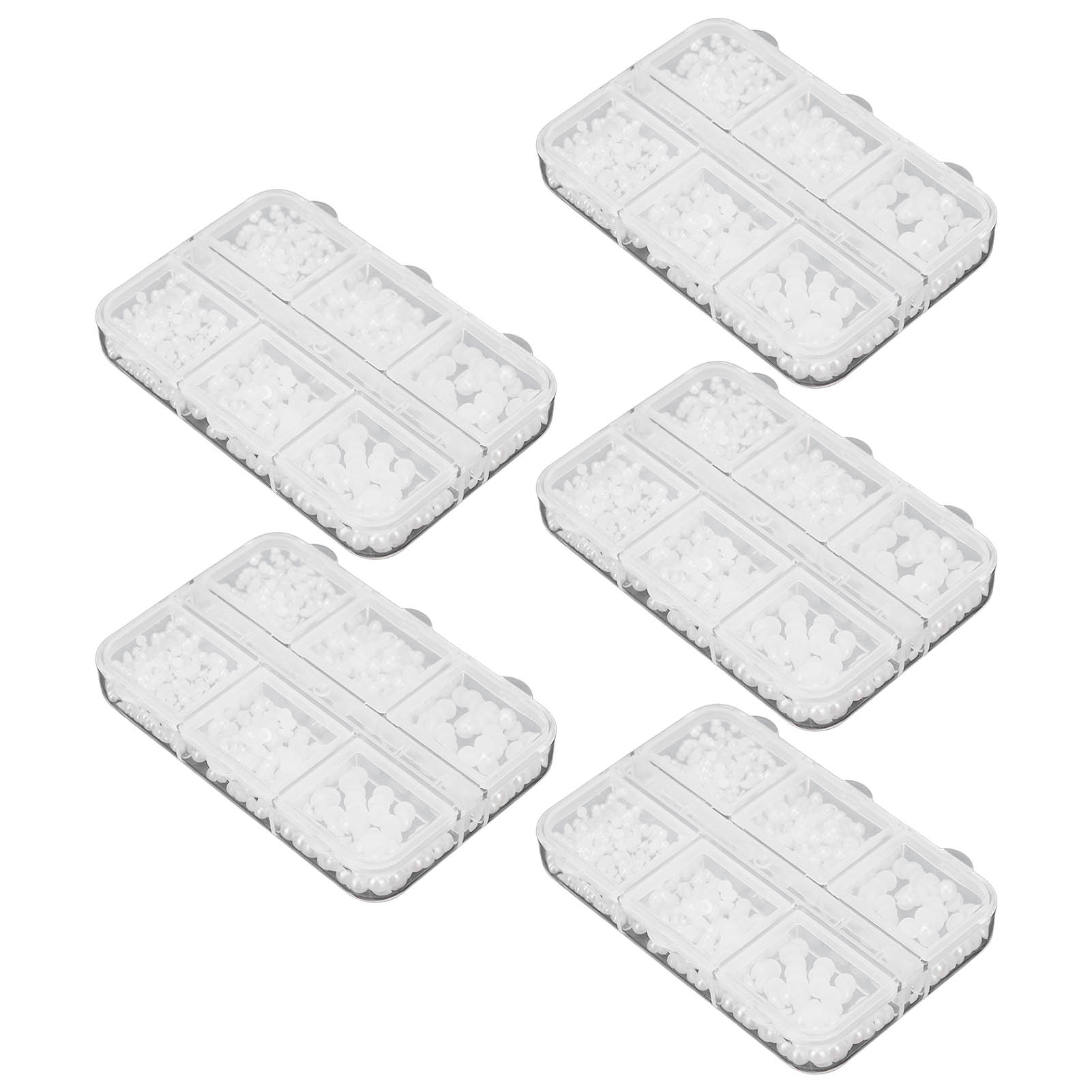 

5 Boxes Nail Charms Cute Beads Fake Rhinestones Nail Art Decoration Manicure Charms White A01