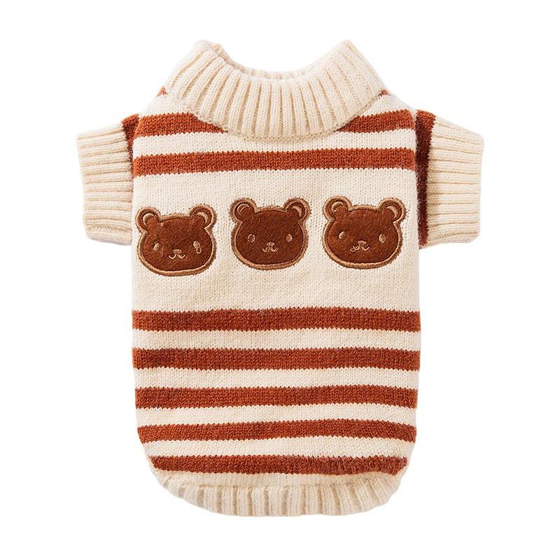 Warm Striped Pet Sweater Small To Medium Dogs Cats Winter Knit Clothing