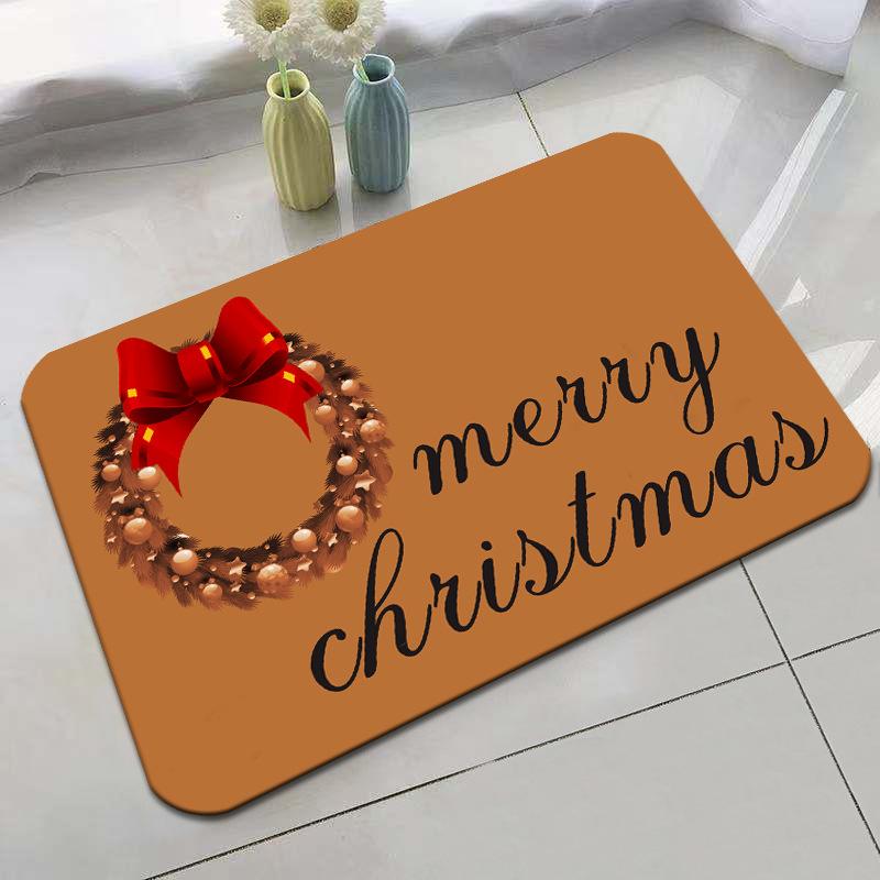Christmas Floor Mat Festive Atmosphere Feeling Absorbent Non-slip Foot Mat Household Door Floor Mat