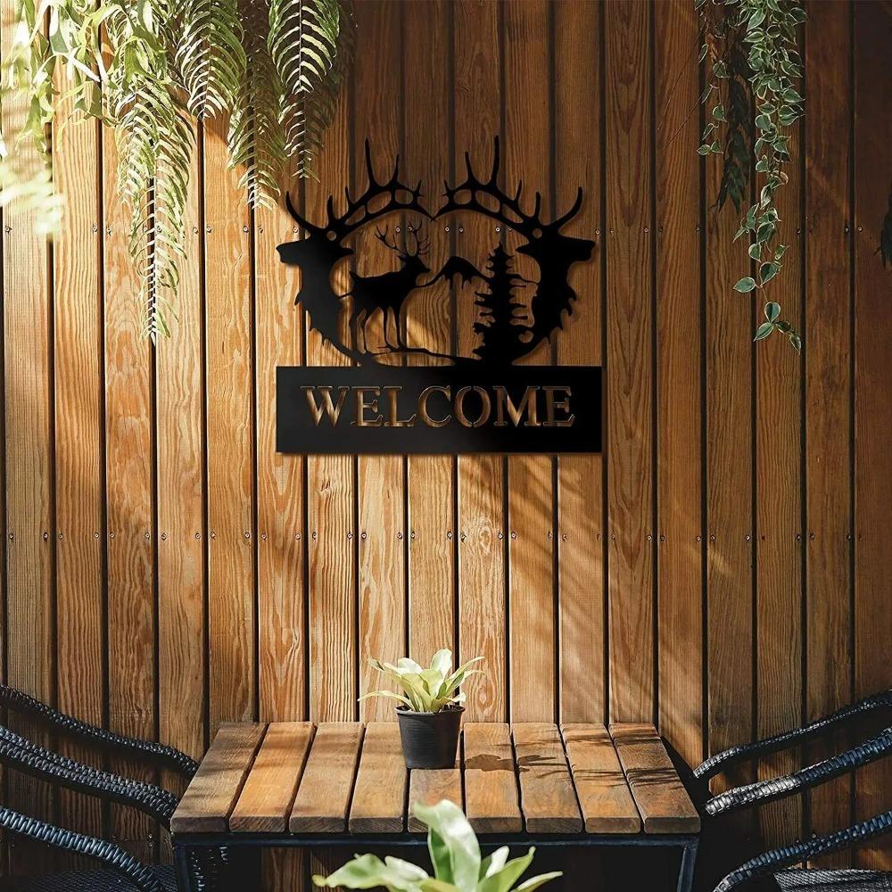 Deer Metal Wall Art Deer Pine Tree Wall Decor Metal Deer Welcome Sign Wall Decor Metal Wall Hanging