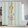 Cute Animal Birthday Party Shower Curtain Giraffe Happy Birthday Backdrop Festive Bathroom Decor Washable Waterproof Home Decor