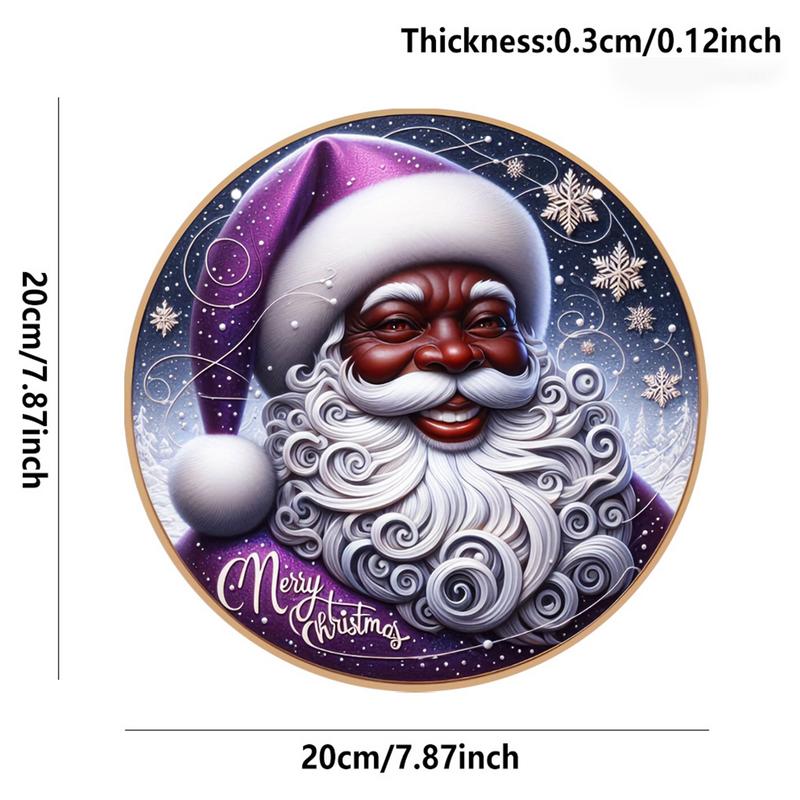Christmas Porch Sign Santa Round Wood Door Sign Christmas Welcome Sign Front Door Decor Christmas Round Hangable Sign Decor