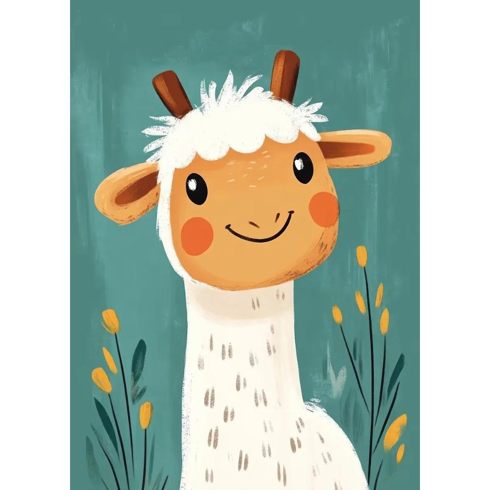 Cute Smiling Cartoon Dolphin Cow Owl Unicorn Posters Expressive Eyes Prints Canvas Painting Wall Picture Home Kid's Room Decor