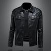 And New Style Mens Turn-Down Collar Motorcycle Leather Jacket Outerwear Slim Fit Fashion Mens Leather Coat 7919