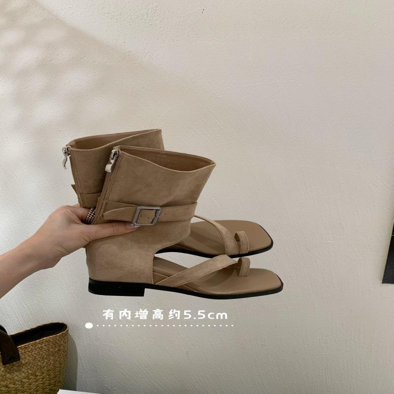 Women s Square Toe Platform Summer French Style Elegant Ankle Boots - Fashionable Footwear 35