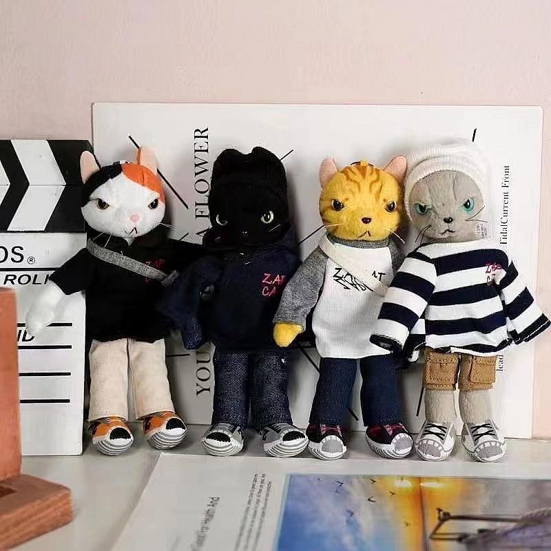 Wear Cool Clothes Cat Plush Keychain Toy Stuffed Dolls Backpack Pendant Gifts