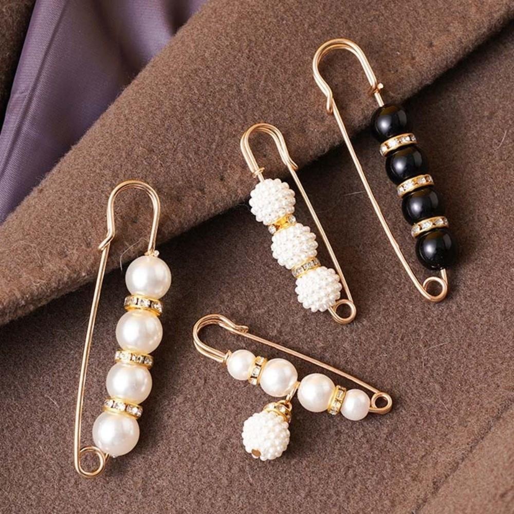 Durable Leak Proof Metal Brooch Non-Slip Imitation Pearl Safety Pin Multifunction Dress Brooch Clothing Decoration