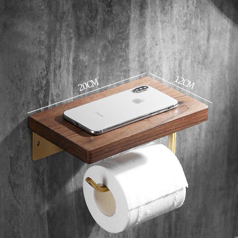 Walnut Bathroom Tissue Holder Wall Hanging Toilet Roll Paper Holder Toilet Paper Box Mobile Phone Toilet Paper Holder