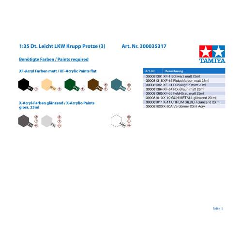 Tamiya 1/35 Military Miniature Series No.317 German Army Krupp Protze Kfz.70 Troop Transport Type Plastic Model 35317