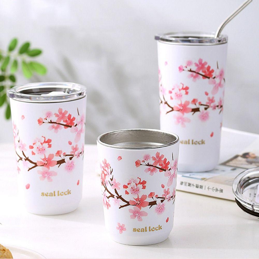 with lid Double Layer Stainless Steel Vacuum Flask Thermos Cup Water Bottle Coffee Tumbler