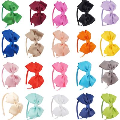 20 Fasce per Capelli con Fiocchi Monocolore Cerchietti Larghi con Grande Fiocco in Nastro per Bambine Bambini Accessori per Capelli Fasce per Capelli