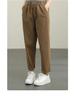 2021 Herbst Damen Retro Twill Schlankmachende Haremshose - Elastischer Bund, Unifarbe, Neun-Punkt-Länge.
