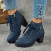 Women'S Mid-Heel Ankle Boots with Side Zipper - Comfortable Faux Cover, Decorative Buckle Design, All-Season Versatile Casual Shoes for Casual Attire