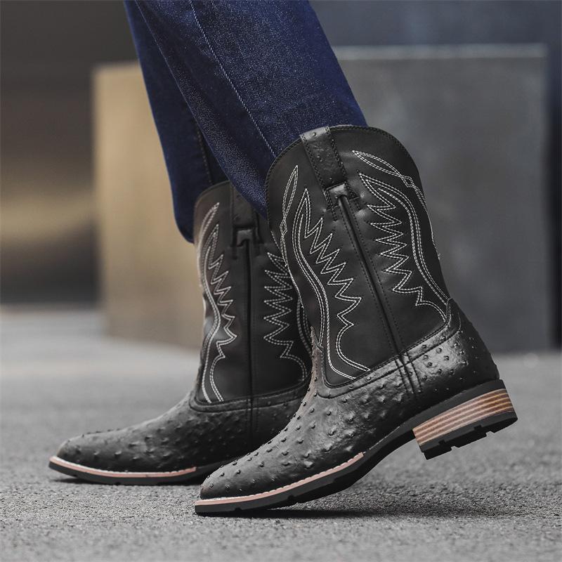 882 Cowboy boots Foreign trade large size men's western cowboy boots European and American retro knight boots