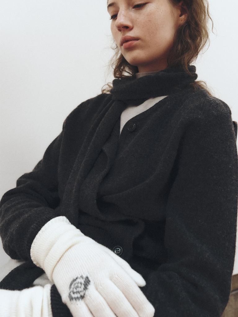 REPLAIN Cashmere Blend Rose Gloves_Ivory