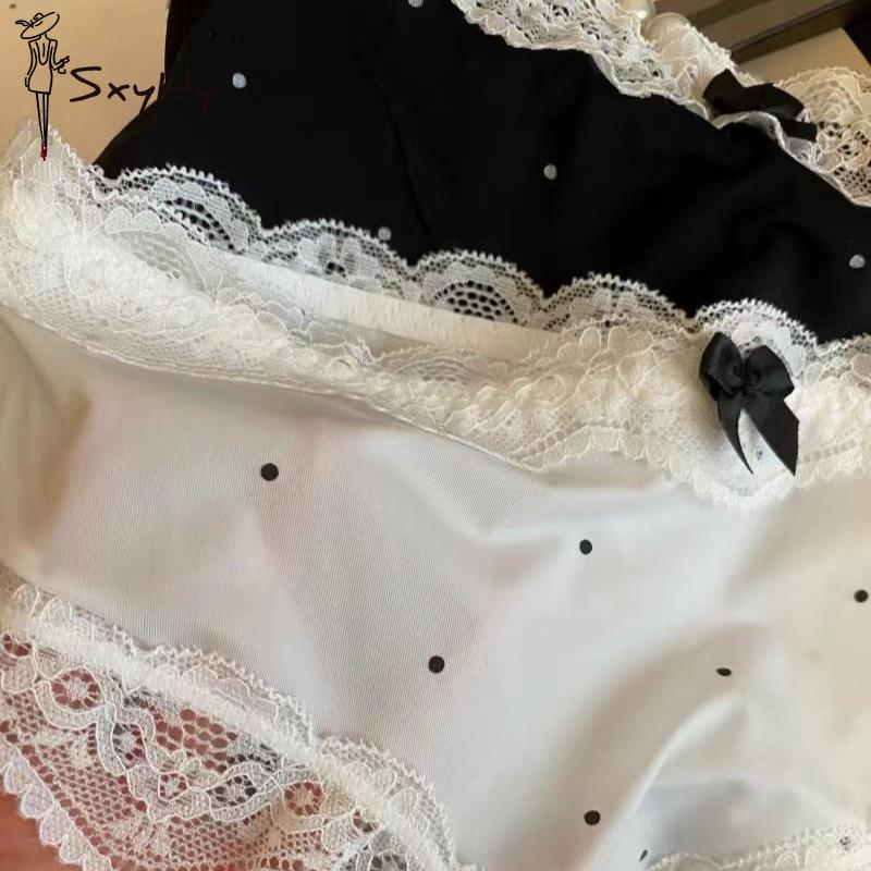 Sweet Lace Mid-waist Panties Ice Silk Seamless Underwear Women Soft Breathable Briefs