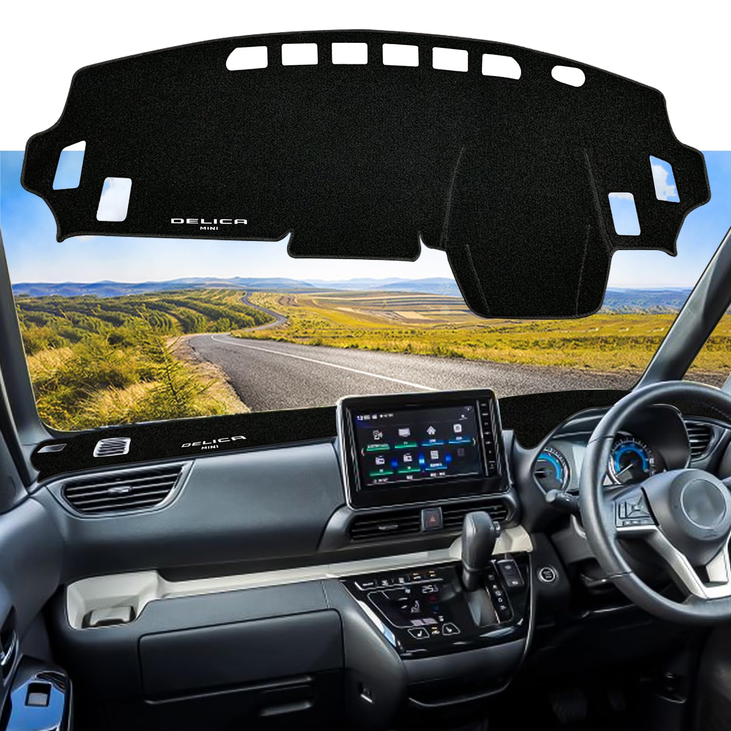 

XYHGM Mitsubishi Delica Mini B3 Серия Модели приборной панели Черный Полиэфирное волокно Аксессуар для интерьера с солнцезащитным царапиноустойчивым и прозрачным ковриком/чехлом