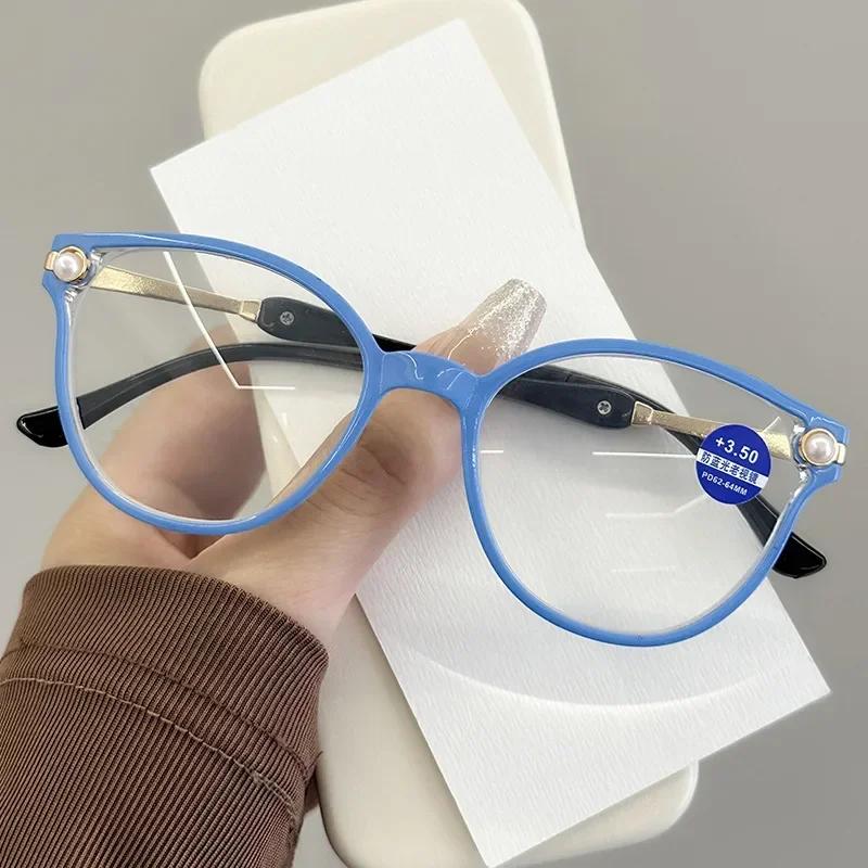 New Pearl Reading Glasses Frame Vintage Lady's Cat Eyes Presbyopia Eyewear Anti Blue Light Optical Spectacle Eyeglasses