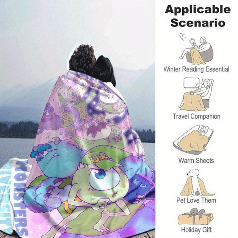 1pc Monsters, Inc. Printing Blanket - Soft, All-Season Throw for Office Blanket,  | Personalized Gift with Adorable Cartoon Design