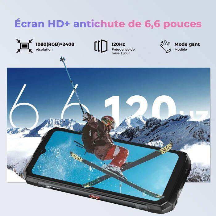Telephone Portable Incassable 5G HOTWAV Hyper 7S 16Go+256Go Écran 6.6" 10800mAh Smartphone Robuste Android 15 Dual SIM/NFC Noir