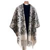 High-End Ink Painting Women's Autumn Winter Shawl Cloak - Warm Travel Cape Outerwear