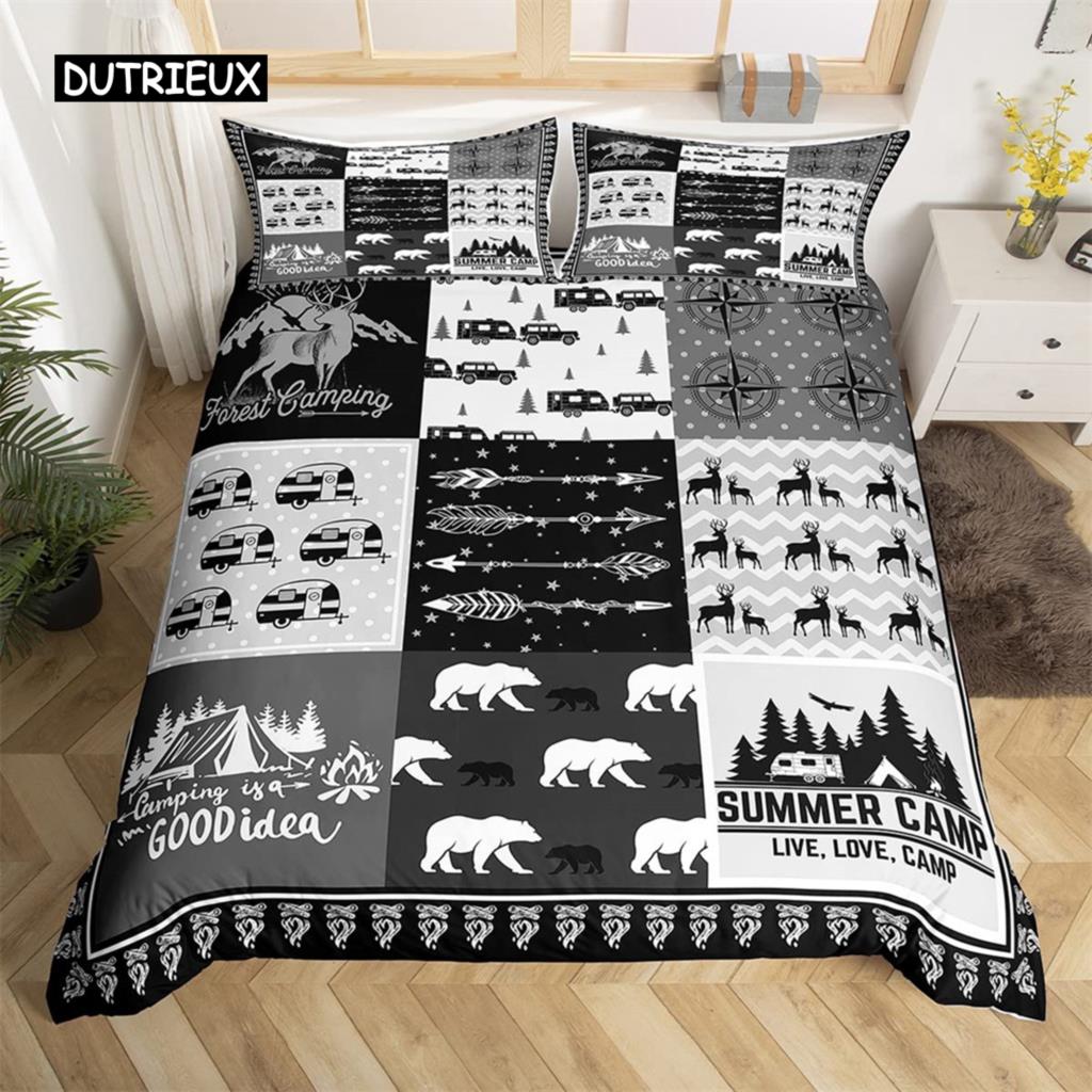 

Кемпинговый пододеяльник, комплект постельного белья с рисунком из мультфильма, чехол для кемпера, комплект постельного белья с изображением старой двери амбара, ковбойский деревянный фермерский стиль для детей, декор EU single(135x200cm)