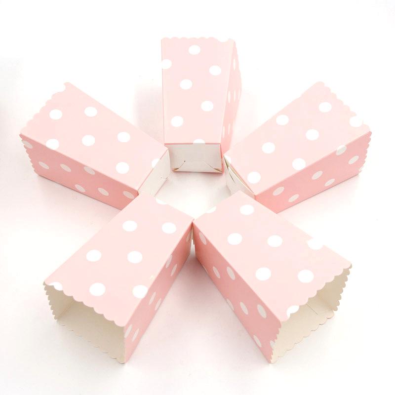 12 stücke Rosa Streifen Welle Dot Papier Popcorn Boxen Tasche Geburtstag Party Dekoration Weihnachten Baby Shower Party Supplies