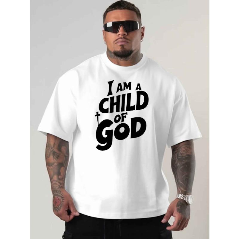 

European sizes I Am a Child of God. This Is a New Oversized Short-Sleeve T-Shirt Featuring American Fashion Prints. It S a Loose-Fitting 4XL білий
