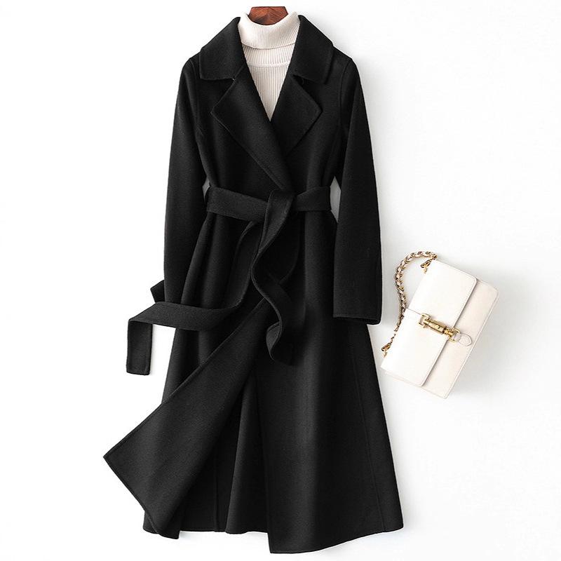 New double-sided cashmere coat female slim and thin Hepburn long oversize woolen coat