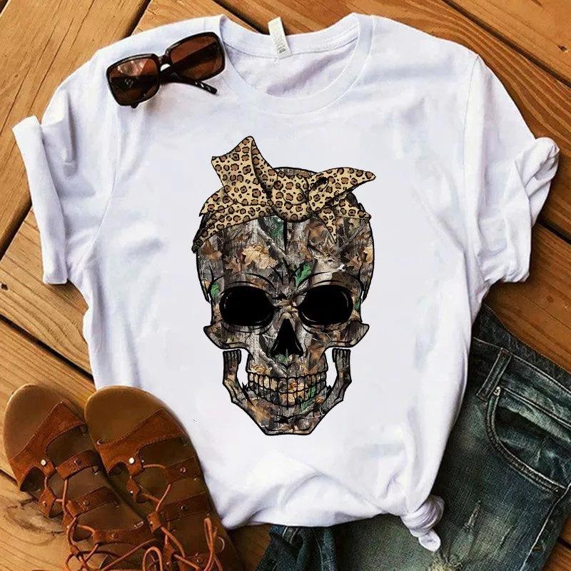 Halloween Vintage Horror Schädel Grafik Damen T-Shirt Sommer T-Shirts Herren Locker O-Ausschnitt Kurzarm Blusen Frau Y2K Top Kleidung