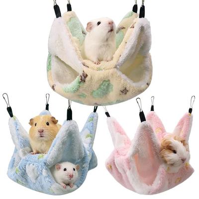Soft Plush Guinea Pig Hammock Double Layer PET Sleeping Pouch Premium Hanging Warm Bed  Climbing