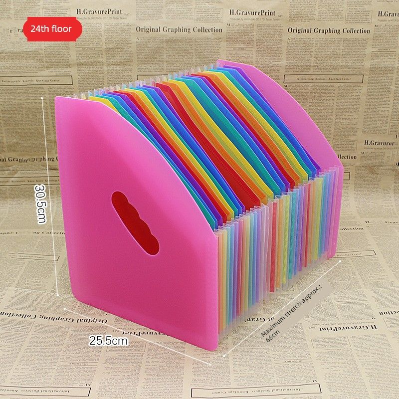 

Folder Multi-Layer Student A4 Vertical Desktop File Holder Storage Classification Large Capacity Test Paper Insert Bag Books Vertical Style (Red Color Inner Pages)(24th floor)