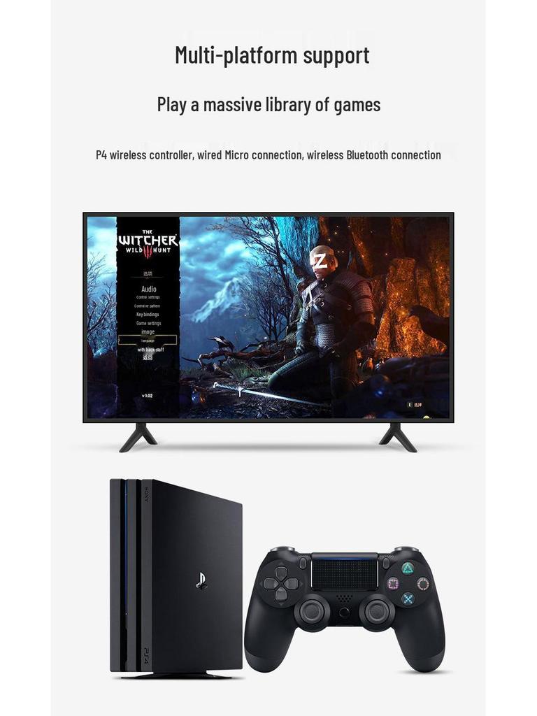 Wireless Bluetooth Game Controller with Dual Vibration for PS4, PS5, PC, and Steam