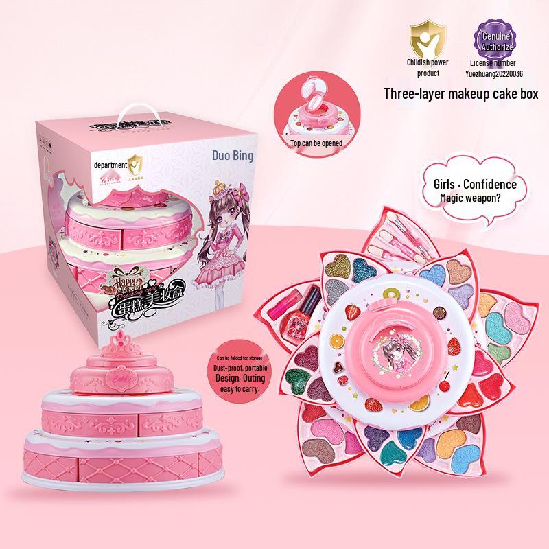 Princess Makeup Box: Washable Children's Cosmetic Set with Lipstick & Nail Polish - Perfect Birthday Gift for Girls