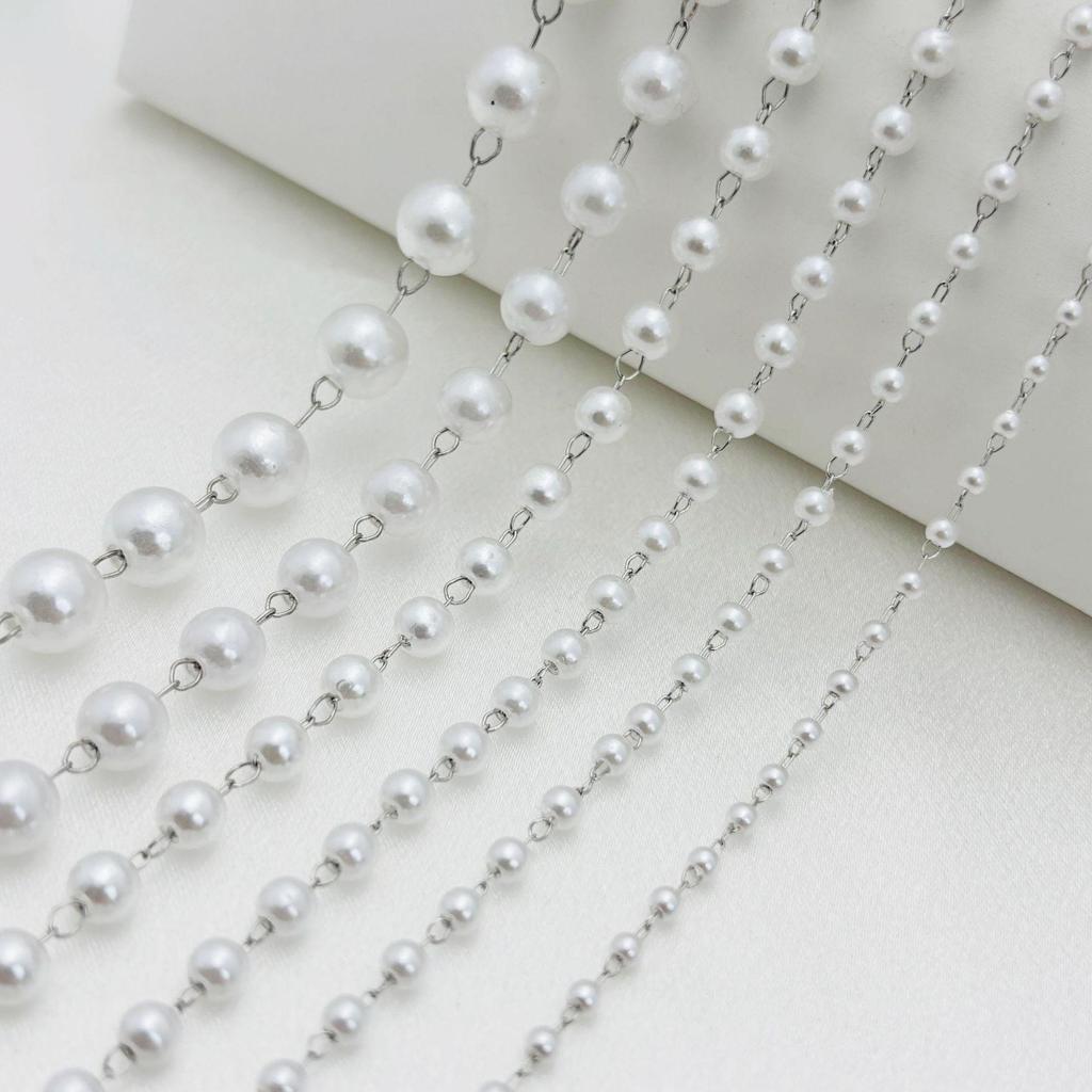 High-Luster 3mm–10mm Pearl Iron Chain for DIY Necklace and Jewelry Crafting