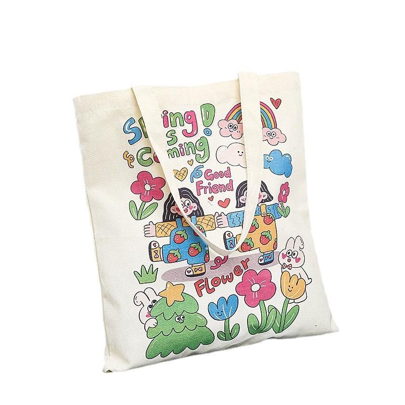 Canvas Bag Large Capacity College Style Female Cram School Japanese Graffiti Handbag Female College Student Class Shoulder