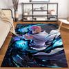 "Anime Style Carpet with Pink-Haired Warrior and Blue Energy Art" Suitable for use as an anti-slip for living room bedroom sofas