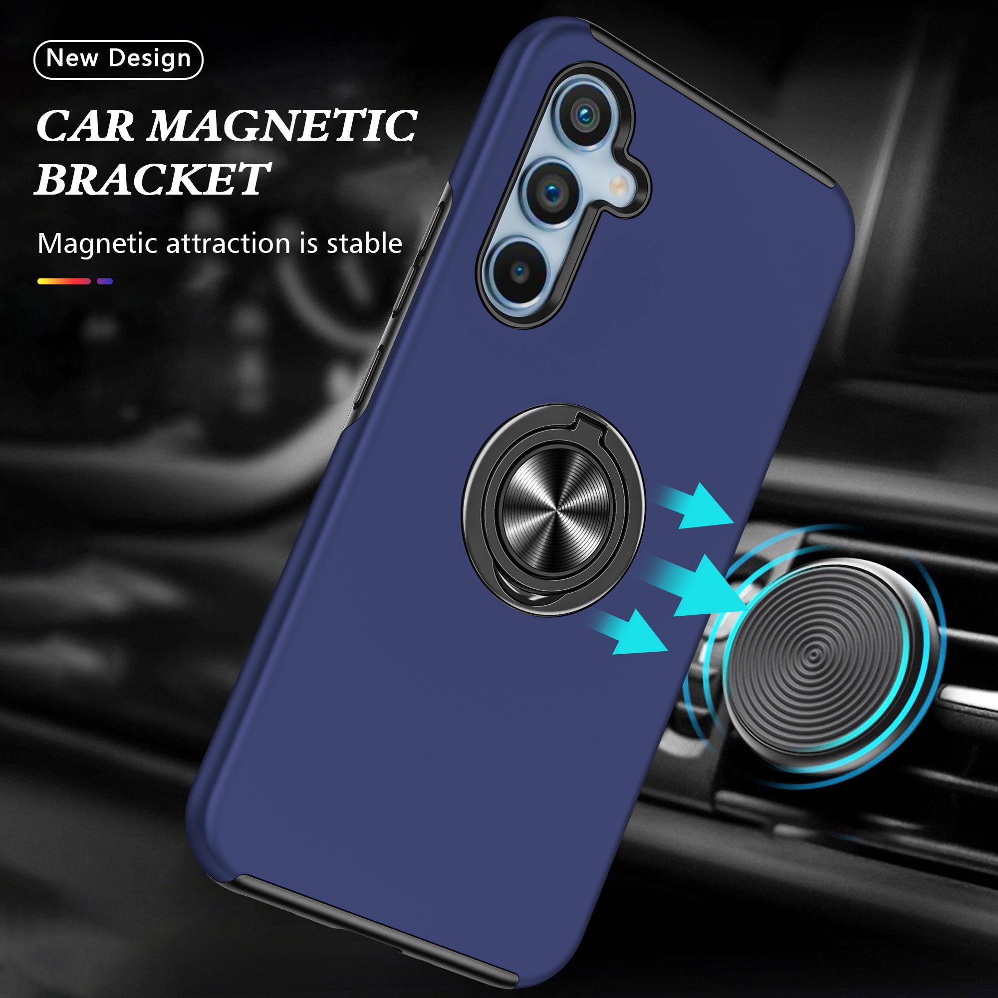 

For Samsung Galaxy A56 5G Case PC+TPU Phone Cover with Rotatable Ring Holder Rose Gold