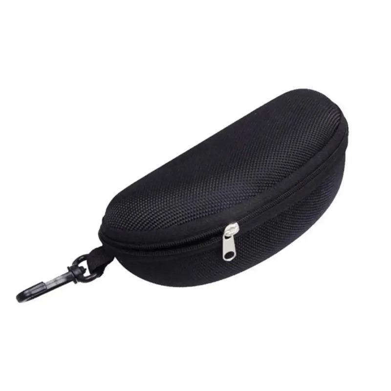 1pc Portable Sunglasses Case Protector Oxford Cloth Hard EVA Zippered Eyeglasses Case with Carabiner Unisex Eyewear Accessories