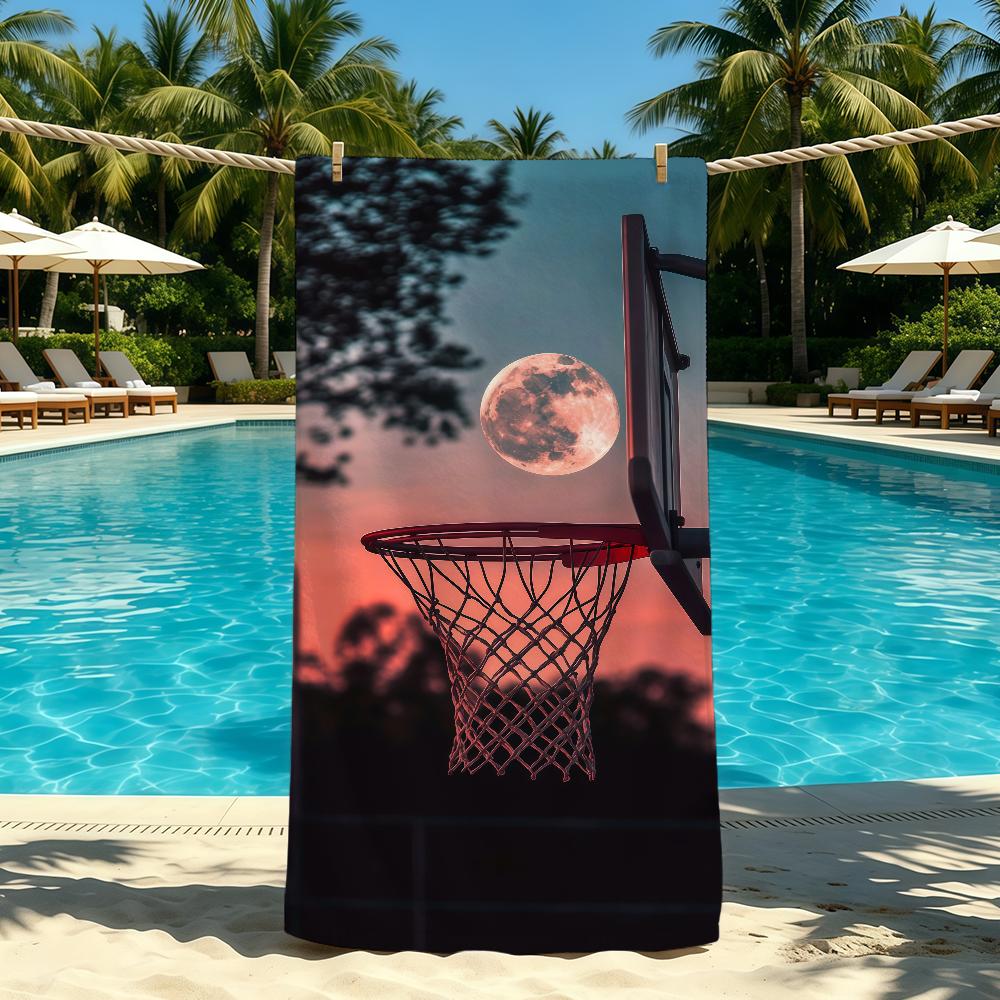 Towel For Outdoor Camping Beach Towel Moon Cool Basketball Super Absorbent Quick-Drying Summer Towel