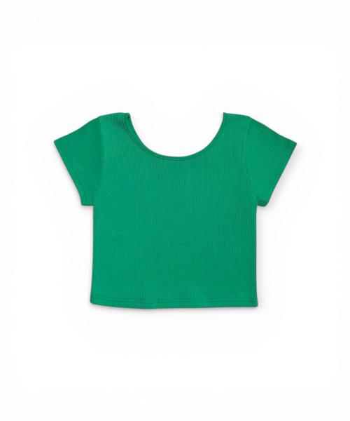 Bonseullipi Ocean Wave Rib Crop Tee (Green)