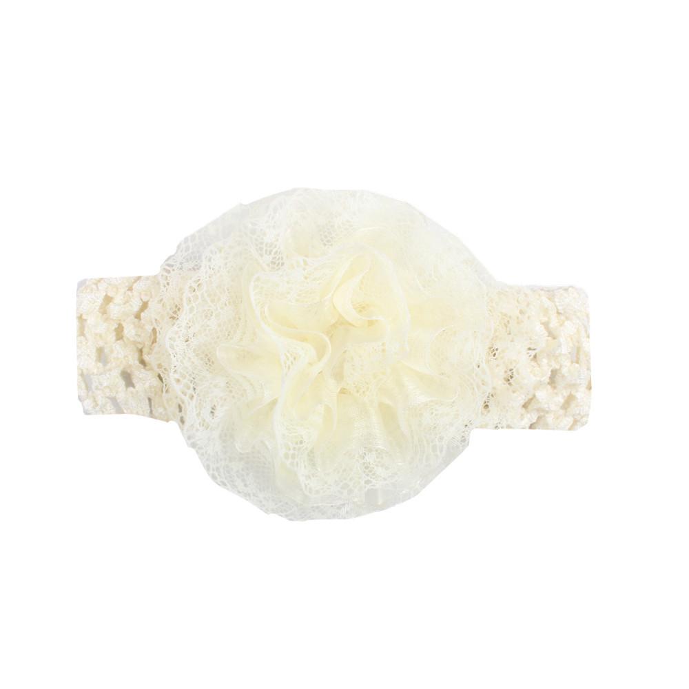 Chiffon Flower & Lace Elastic Baby Headband - 8 Colors