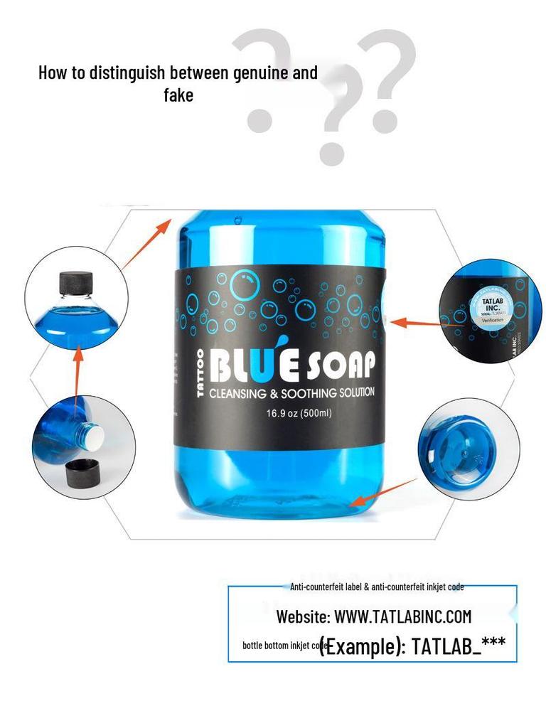 500ml Blue Algae Tattoo Cleaning Liquid - Large Bottle, Imported from USA