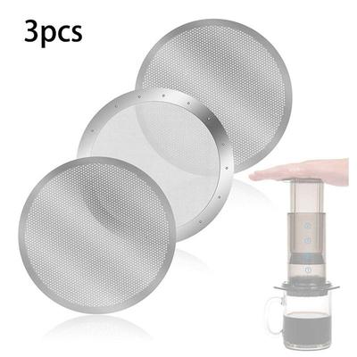 9 Pack Metal Reusable Coffee Filter Mesh For Aeropress Coffee Maker Espresso Maker, Silver