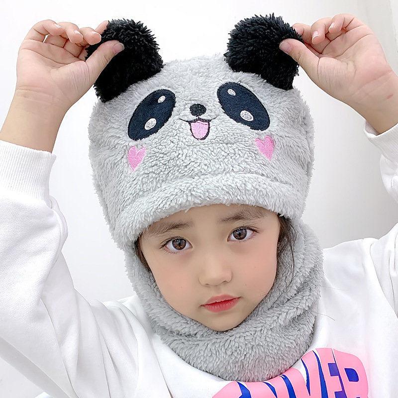 Children's Hats Autumn and Winter Warm Older Children and Children Rabbit Scarf Integrated Rabbit Hat Girls Neck Cover New