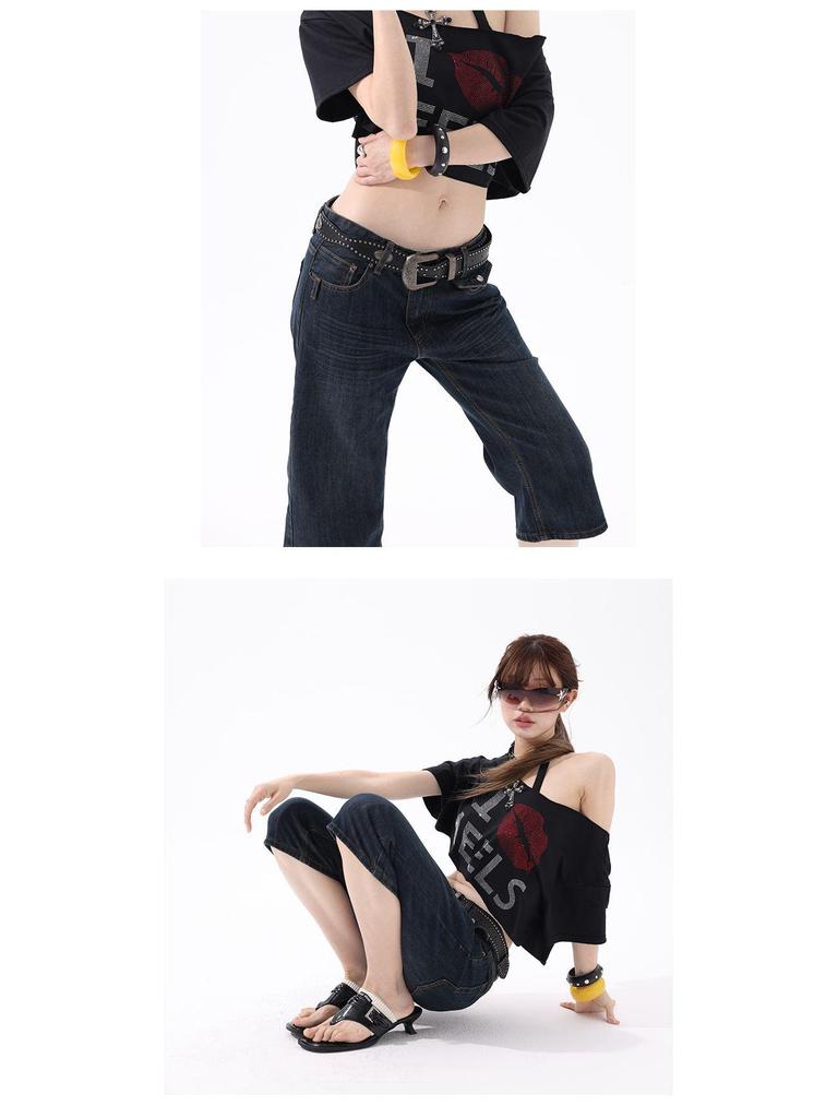 Women's Retro High-Waisted Slimming 7-Point Denim Capri Pants - Summer 2026 Collection