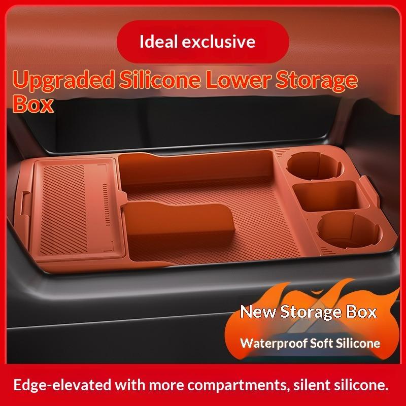 Suitable for Ideal L8/l9 Center Console Underneath Storage Box Silicone Double-layer Organizer Tray Car Interior Accessories