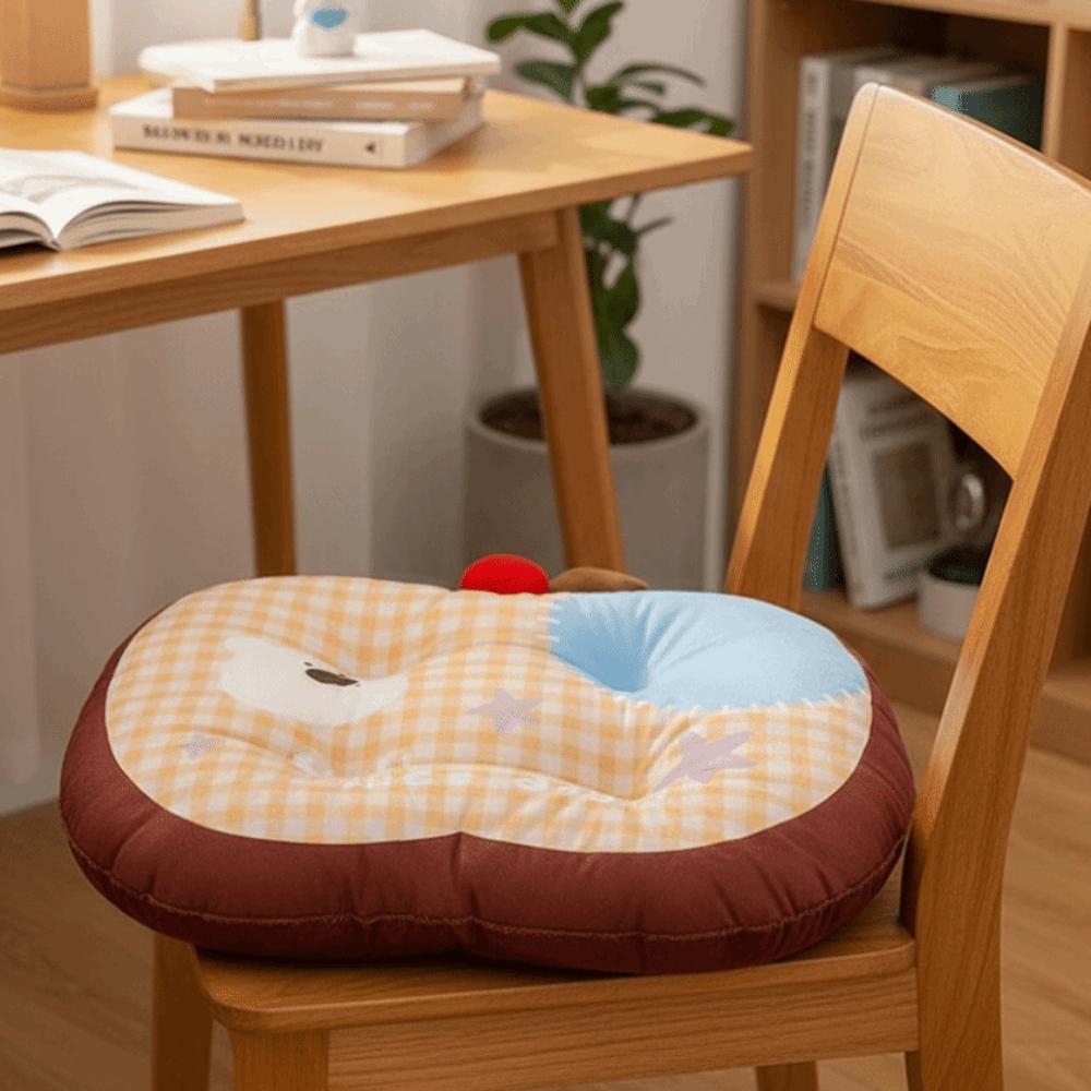 Cute Checkered Pattern Seat Cushion Cartoon Dopamine Puppy Waist Pad Soft Futon Cushion Home Use