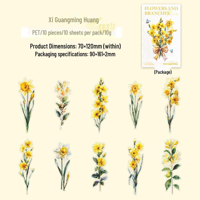 Beautiful Day Long Stem Flower and Vine Stickers: 6 Styles, 10 Sheets for Journaling