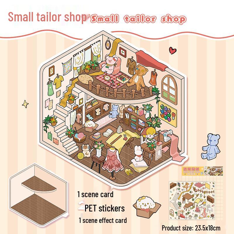 3D Miniature Scene Sticker Set - DIY Three-Dimensional House Puzzle